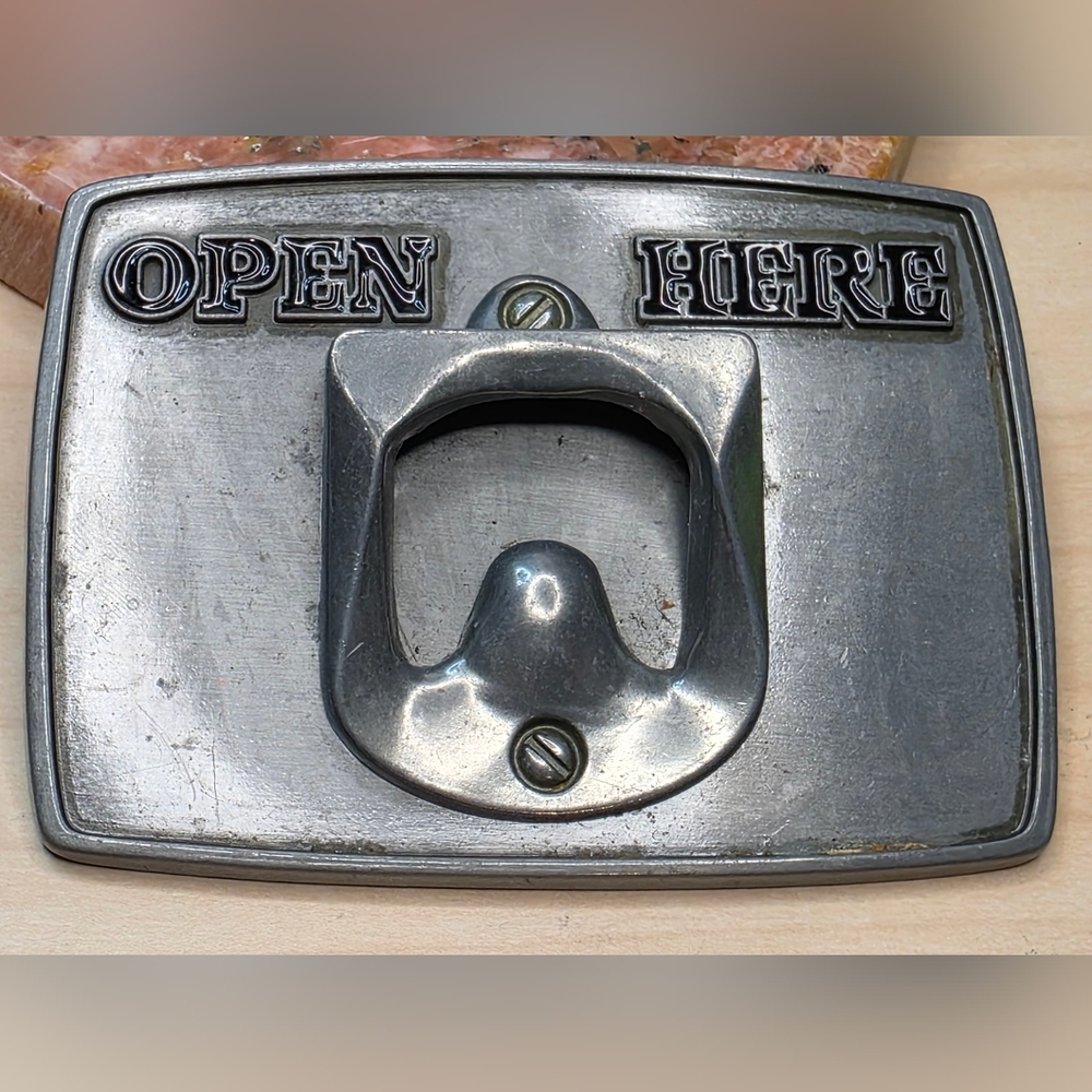 "OPEN HERE" Belt Buckle with Bottle Opener Unbranded